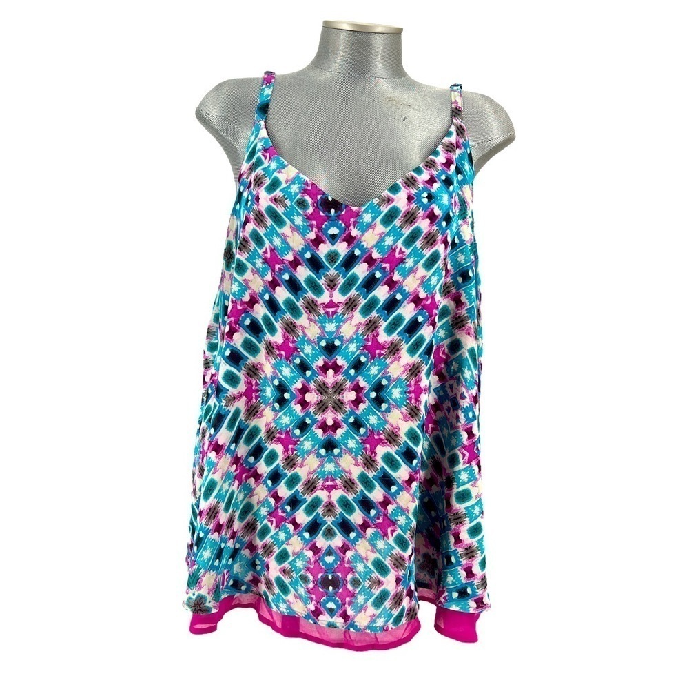 Torrid multicolor geometric print camisole layered Colorful Pink & Blue SZ 2X